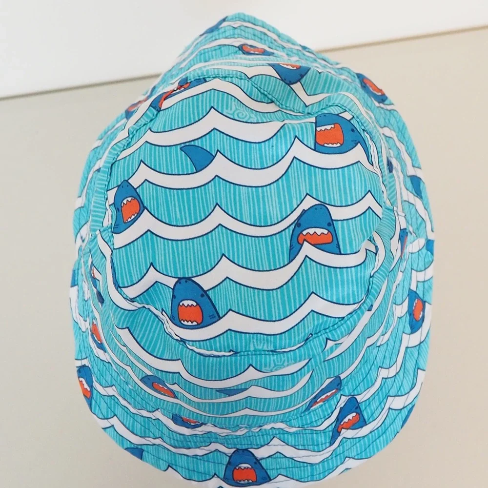 UV Skinz Bucket Hat Boys Blue Shark Print Sun Protection UPF 50+ Beach Swim Hat